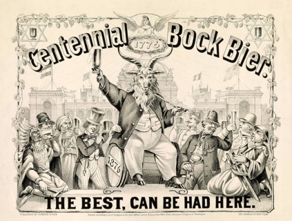 Advertising poster, beverage advertisement, Centennial buck beer print by Currier & Ives from 1876.