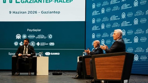 GAZIANTEP, TURKEY - JUNE 9, 2026: Turkish Minister of Trade Omer Bolat and Syrian Minister of