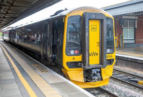 British Rail Class 158 Express Sprinter train diesel multiple 158745, Westbury railway station,