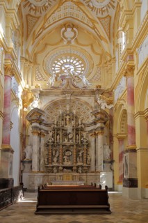 Baroque monastery church with altar, handicraft, interior view, former Cistercian abbey, monastery,
