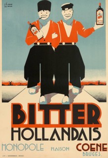 Advertising poster, beverage advertisement, advertising poster from 1932 promotes Bitter Hollandais