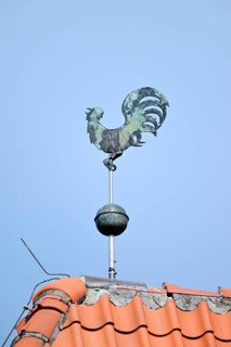 Weather vane on a house roof, Mecklenburg-Western Pomerania, Germany