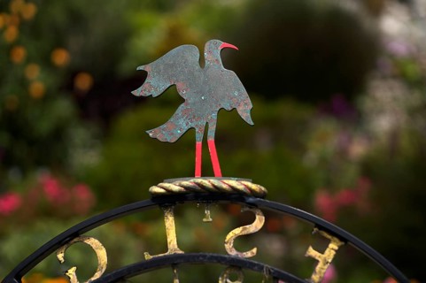 Sculpture of a Cornish Chough, Red-billed Chough, Alpine Crow, St Michael's Mount, Cornwall,