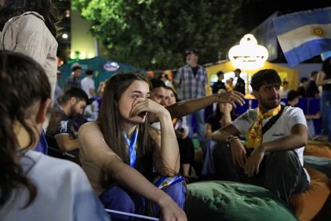 Damascus, Syria - July 19, 2026: Argentina supporters express despair as they react to their team's