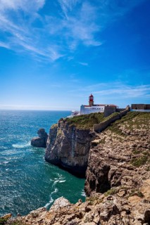 Lighthouse (Cabo de São Vicente) on a cliff, Algarve, Portugal