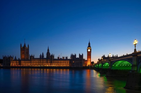 Night view, Thames, Westminster Bridge, Houses of Parliament, Elizabeth Tower, Tower with Bell Big
