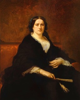 Oil painting by Élodie Martin-Balsan, the portrait depicts Élodie Martin-Balsan seated against a
