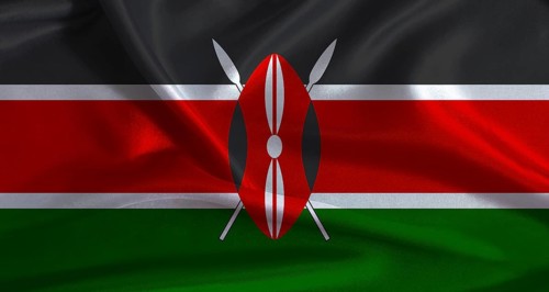 Kenya flag with cloth textured background. National flag of Kenya with realistic texture