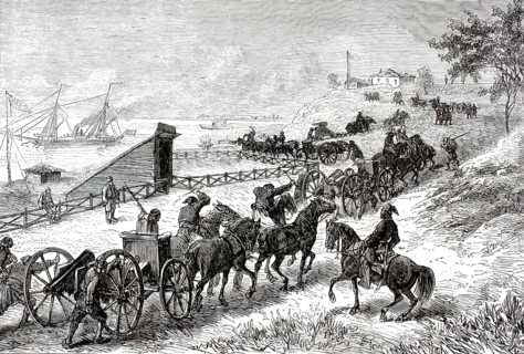 Russo-Ottoman War (1877–1878), Russian troops crossing the Danube near the strategically important