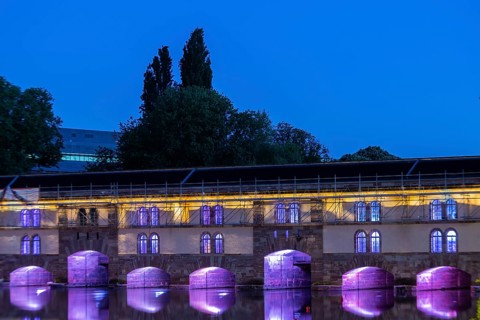 Vauban Barrage, Vauban Weir, Blue Hour, Petite France, Strasbourg, Alsace, France
