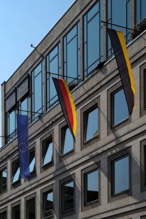 Flags of Europe, Germany, Baden-Württemberg, European flag, German flag, Town Hall, Market Square,