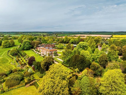 Hinton Ampner House and Garden from a drone, Winchester, Hampshire, England, United Kingdom