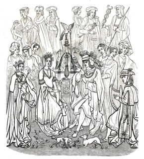 This 19th-century print is an exact reproduction of a famous Flemish tapestry from the early 16th