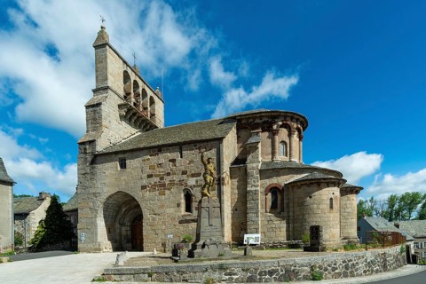 Michel church of Saint Urcize, roman church, Regional Natural Park Aubrac, Auvergne Rhone Alpes,