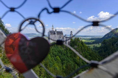 Love Castle on Marienbrücke over the Pöllat Gorge, behind Neuschwanstein Castle near