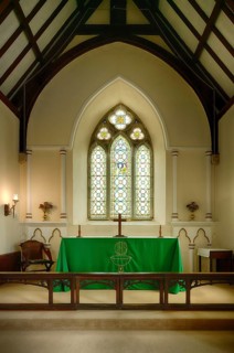 Interior view of choir room, altar, St Mawes Church, St Mawes, Cornwall, England, Great Britain,