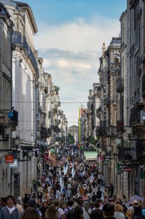 The famous shopping street Rue Sainte-Catherine in Bordeaux, Gironde, France