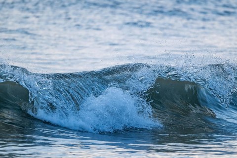 Detail, splashing water, breaking wave, Houvig Beach, North Sea, Denmark
