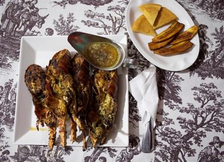 Jamaican-style grilled lobster, Jamaica, West Indies, Caribbean, Central America