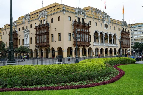 Palacio Municipal de Lima, Lima City Hall, historic colonial building, Plaza Mayor, Lima, Peru,