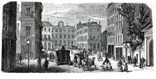 Engraving of the first Gare Saint-Lazare in Paris from 1847, then known as Embarcadere de Paris.