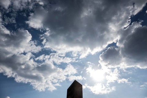 View of the Rustiger Nagel observation tower. It was built in 2008 at the mouth of the Sorno Canal