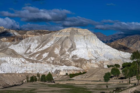 Mountain landscape, erosion landscape near Lo Manthang, Mustang, Upper Mustang, Himalayas, Nepal