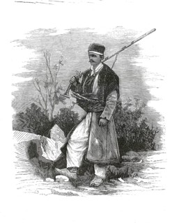 Mirdita soldier, warrior from the Mirdita region in northern Albania, 1860, authentic,