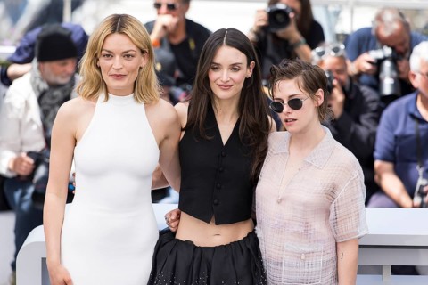 Emma Mackey, Charlotte Le Bon and Kristen Stewart photocall for Full Phil at the Palais des
