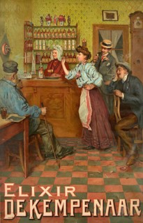 Advertising poster, beverage advertisement, advertising poster for Elixir de Kempenaar, a Belgian