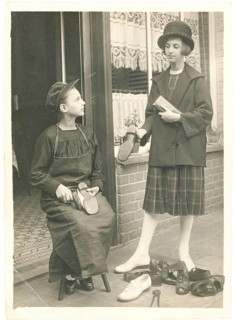 Boy cleaning shoes, older girl, solicitation, siblings, punishment, shoe repair, comedy, boy and