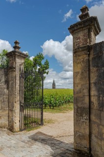 Entrance gate to a vineyard near Saint Emillion, Gironde, France