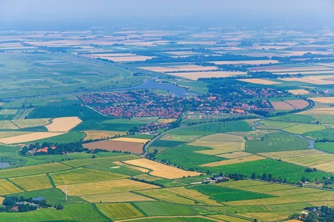 Aerial view, Greetsiel, East Frisia, Lower Saxony, Germany