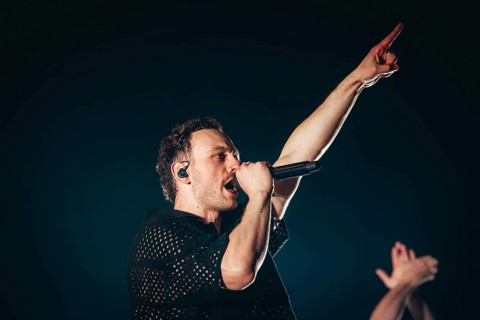 Johannes Eisner, singer from Kaffkiez live on Wir Tour 2026 in Berlin's Max-Schmeling-Halle on 24