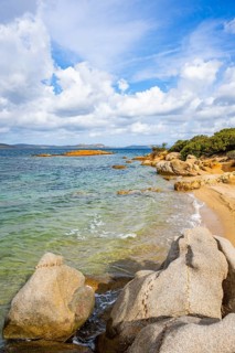 Coast side at Costa Smeralda on a cloudy day, Sardinia, Italy