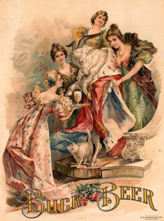 Advertising poster, beverage advertisement, bock beer advertising poster from 1880, published by W