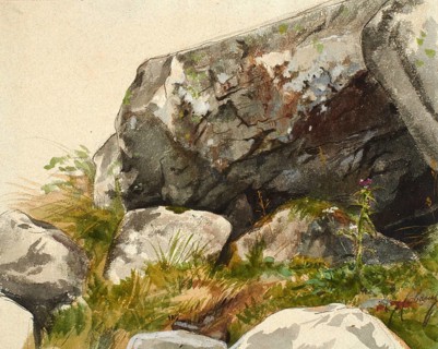 Landscape study entitled ‘Rocky Landscape' or ‘Woodland with Boulders', a work by Alexandre Cabanel