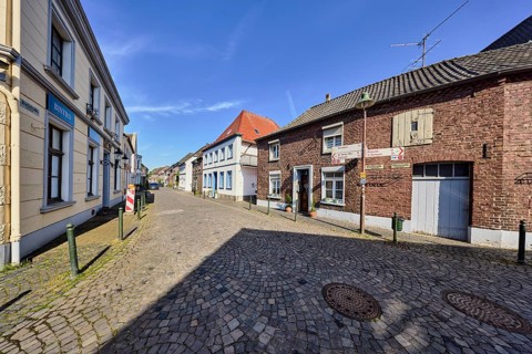 Old town, historic town center, historic brick buildings, buildings, houses, street, lantern,
