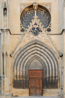 Church of the Assumption of Mary or Notre Dame de l'Assomption, entrance portal, Rouffach,