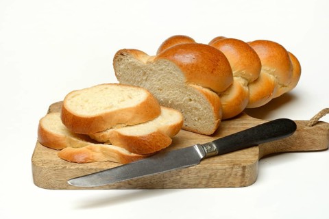 Sliced butter braid with knife