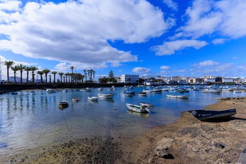 Lanzarote, Canary Islands, Spain, Europe, Charco San Gines harbour area in Arrecife, boats in the