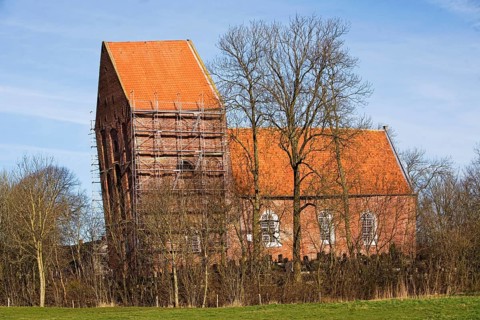 Suurhusen slate church tower, Suurhusen, leaning church tower in the world, East Frisia, Lower