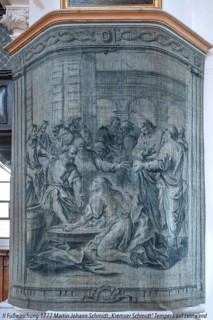 Lenten hanging foot washing, painted on both sides of canvas, Kremser Schmidt painted in 1777,