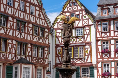 The wine town of Bernkastel-Kues on the Middle Moselle, medieval market square with gabled timber