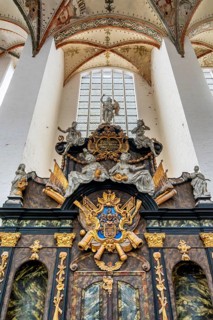 Interior photo, St Mary's Church in the old town of Stralsund, Mecklenburg-Western Pomerania,