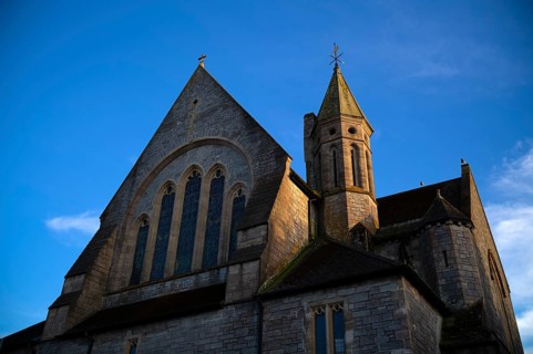 All Saints Parish Church, evening light, Falmouth, Cornwall, England, Great Britain, Great Britain