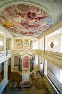 Castle chapel, Tenneberg Castle, museum, baroque room, castle, interior view, Waltershausen,
