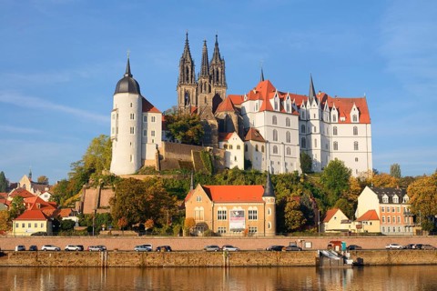 Elbe and Burgberg with Episcopal Castle, Albrechtsburg and St. Johannis and St. Donatus Cathedral,