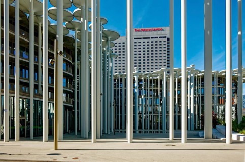 Säulengarten, SAB Forum, Neubau Sächsische Aufbaubank, Leipzig, Saxony, Germany