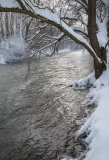 Germany, Greiz, Mildenfurth, Thuringia, Weidatal, Wünschendorf, ice, flowing water, river, high
